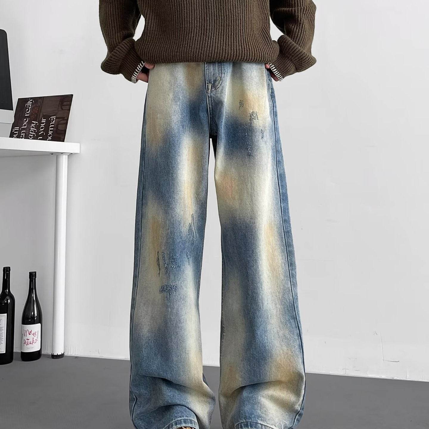 Retro Washed Distressed Wide Leg Jeans - Stylish Women's Denim 2025 - Buy Center
