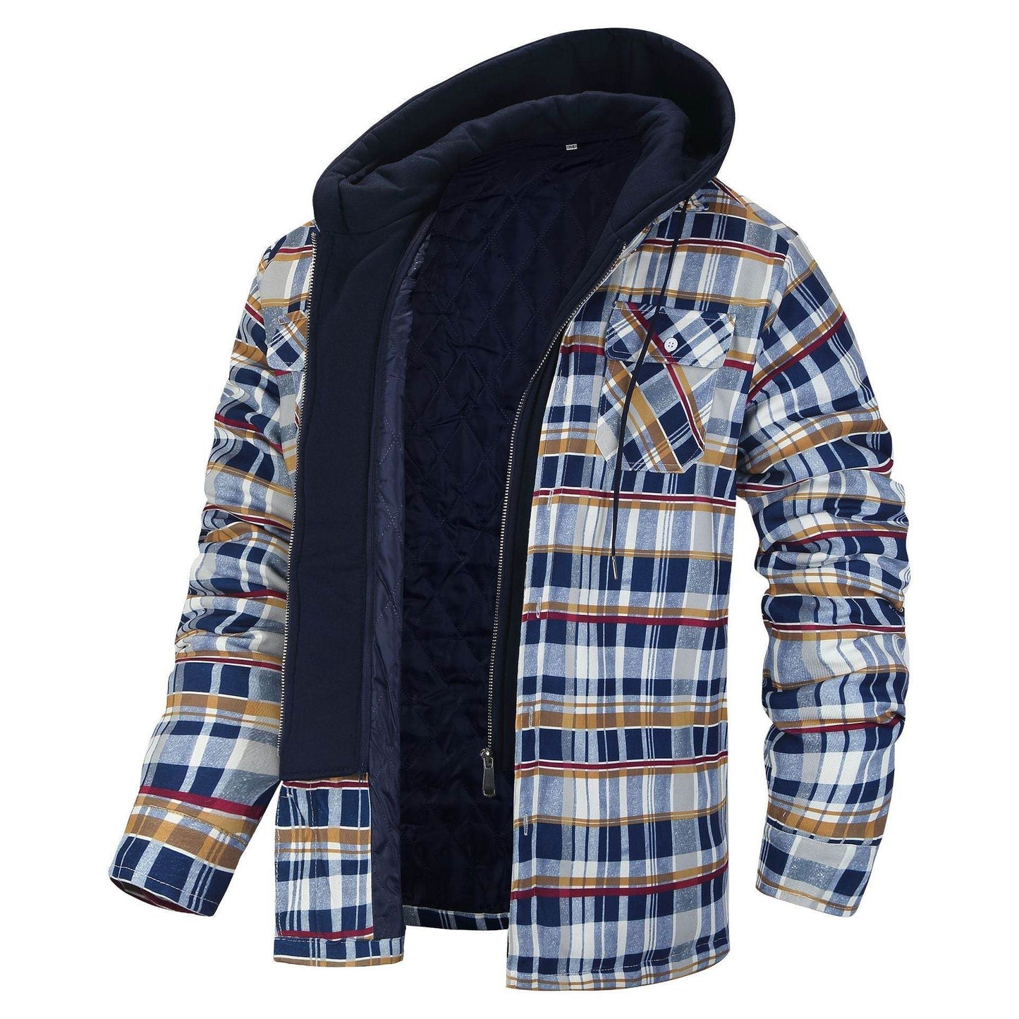 Men's Thick Plaid Hooded Jacket - Stylish Cardigan, Loose Fit for Winter - Buy Center