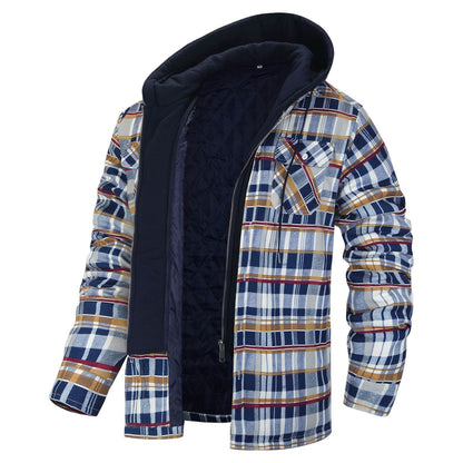 Men's Thick Plaid Hooded Jacket - Stylish Cardigan, Loose Fit for Winter - Buy Center