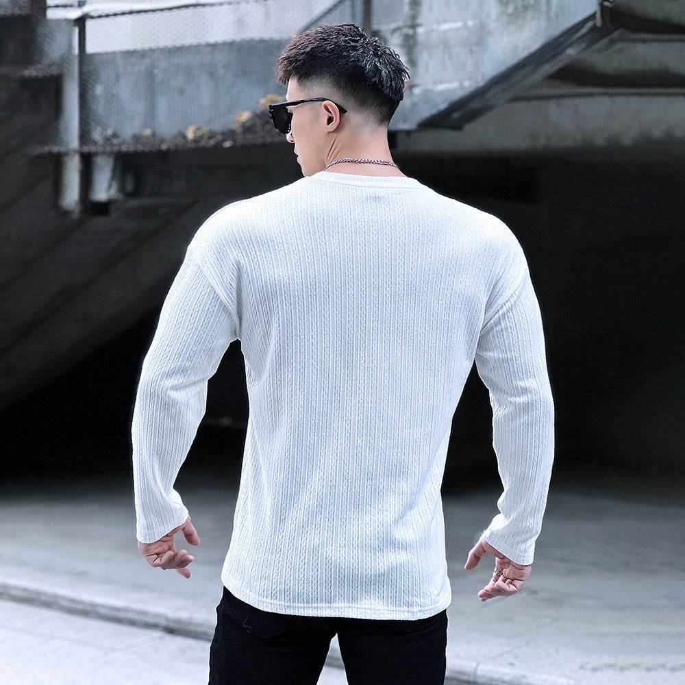 Buycenter Men's Long-Sleeved Sportswear - Striped Cotton Fitness Wear - Buy Center