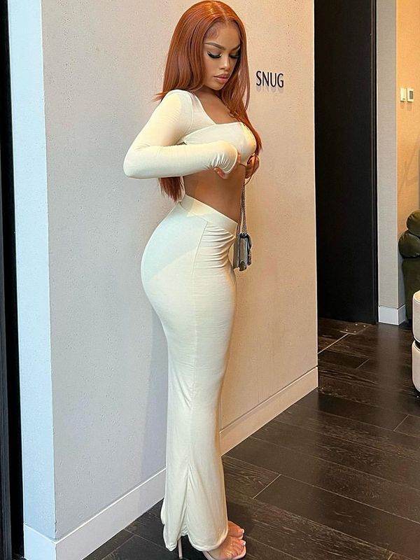 Buycenter Wrapped Chest Jumpsuit - Long Sleeve Navel Skirt for Women - Buy Center