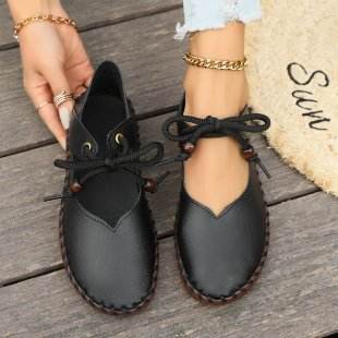 British Retro Round Head Casual Pumps - Lightweight Flats for Stylish Women - Buy Center