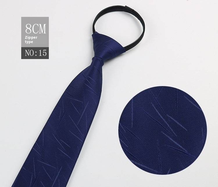 Black Striped Blue Business Tie - Lazy Zip Closure for Easy Wear - Buy Center