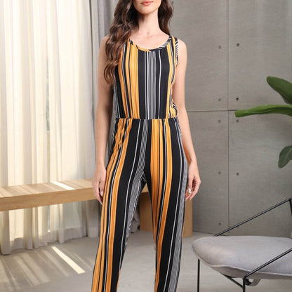 Women's Striped Sleeveless Jumpsuit - Trendy Spring/Summer Fashion Style - Buy Center