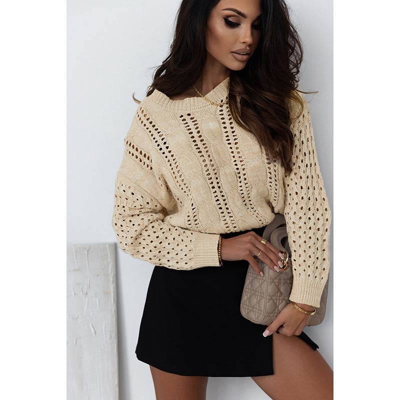 Buycenter Women's Solid Color Knit Sweater - Casual Round Neck Pullover - Buy Center