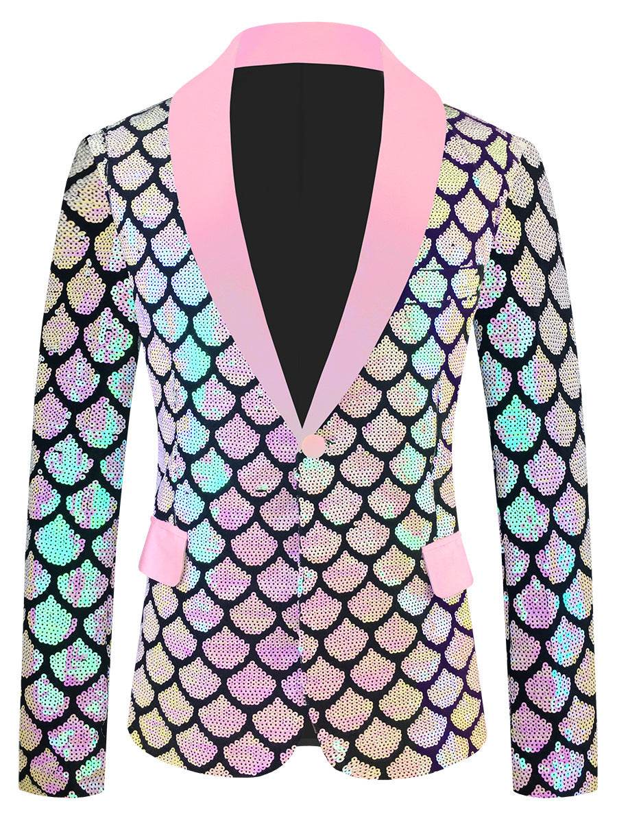Men's Velvet Colorful Sequined Costume - Slim Fit & Unique Pocket Style - Buy Center