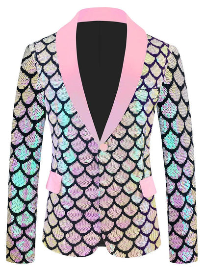 Men's Velvet Colorful Sequined Costume - Slim Fit & Unique Pocket Style - Buy Center