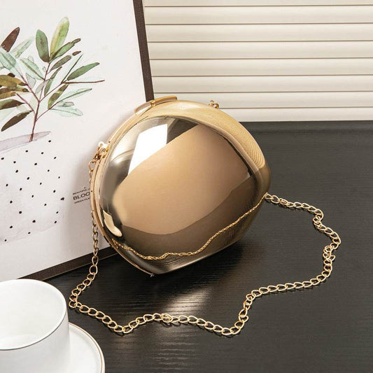 Buycenter Golden Acrylic Goose Egg Clutch - Metallic Shoulder Bag - Buy Center