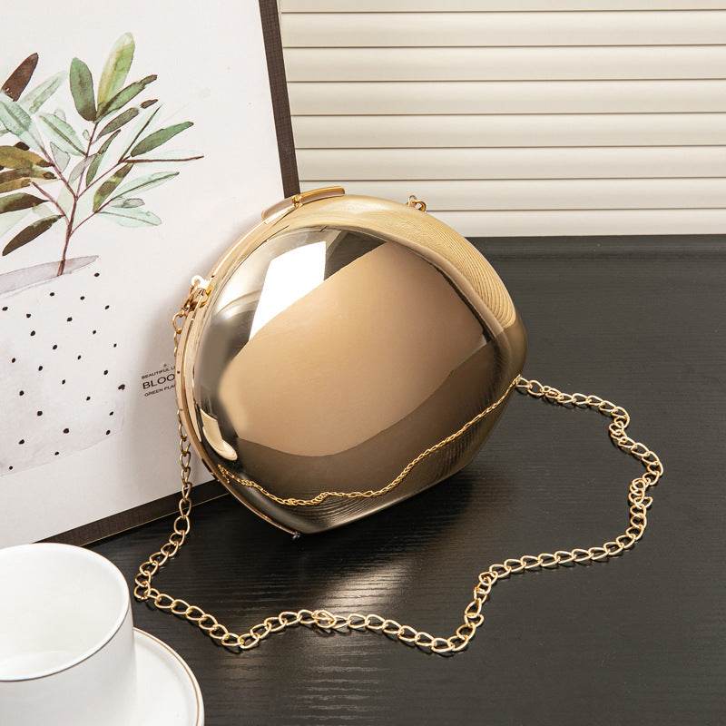 Buycenter Golden Acrylic Goose Egg Clutch - Metallic Shoulder Bag - Buy Center