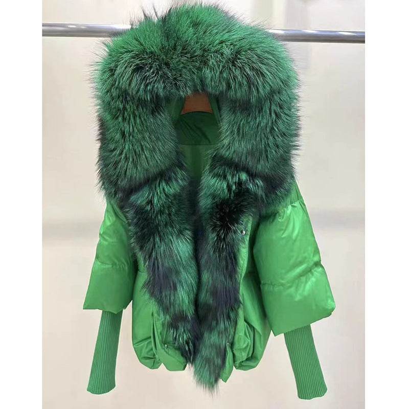 Buycenter White Duck Down Jacket - Removable Fur Collar, Thick Design - Buy Center