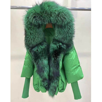 Buycenter White Duck Down Jacket - Removable Fur Collar, Thick Design - Buy Center