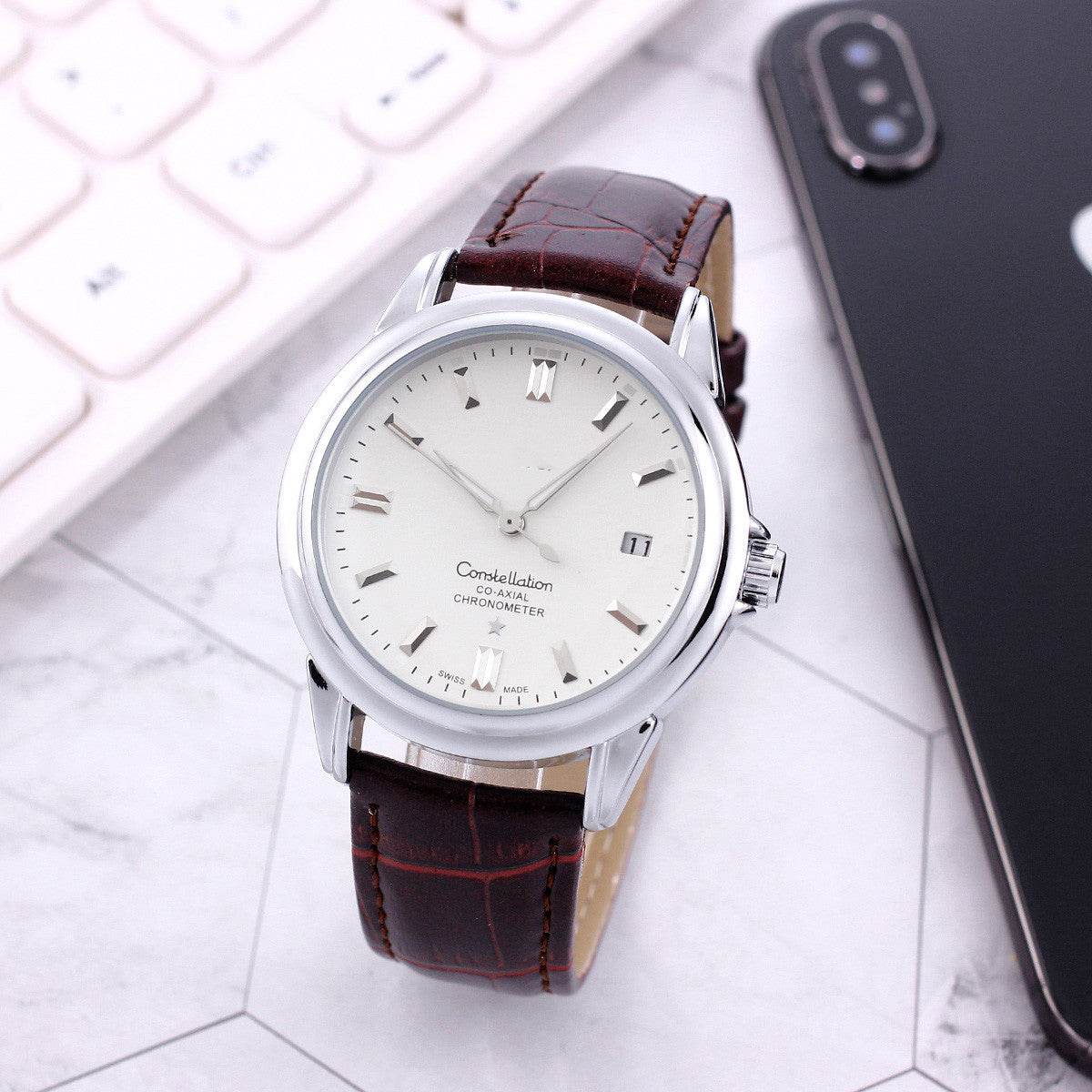 Buy Center Stainless Steel Mechanical Skeleton Watch - 40.5mm Dial Size - Buy Center