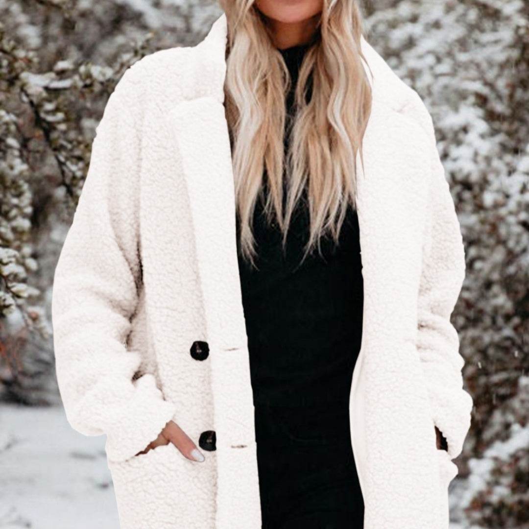 Women's Long-Sleeved Lapel Plush Top - Chic Warm Casual Style 2025 - Buy Center