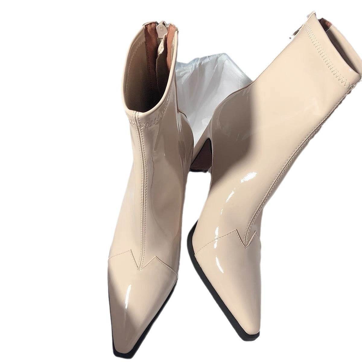Women's Retro Patchwork Ankle Boots - Stylish Solid Color Footwear - Buy Center
