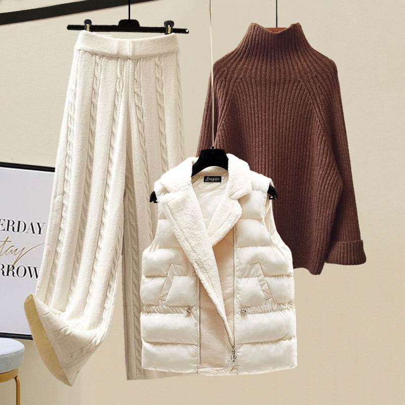 Buycenter Women's Autumn Winter Sweater Vest and Pants Set - Stylish Comfort - Buy Center