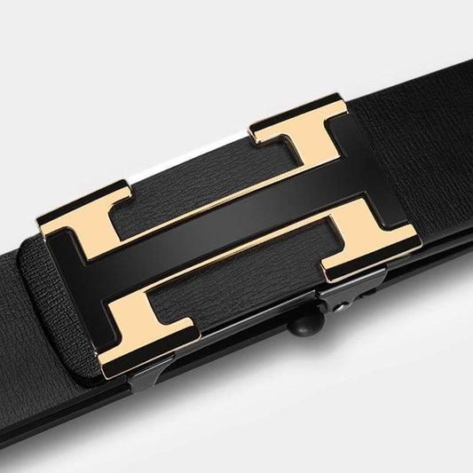 Men's Genuine Leather Automatic Buckle Belt - Trendy Cowhide Design 2025 - Buy Center