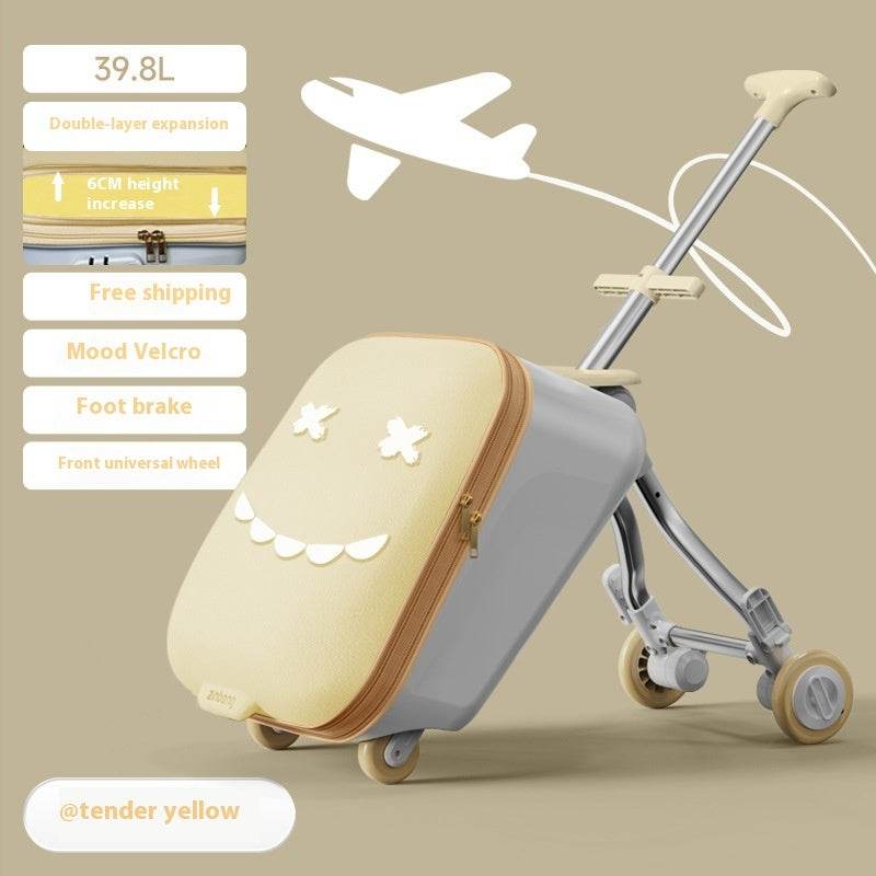 Children's Riding Trolley Case - Mustard Green & Light Yellow Luggage - Buy Center