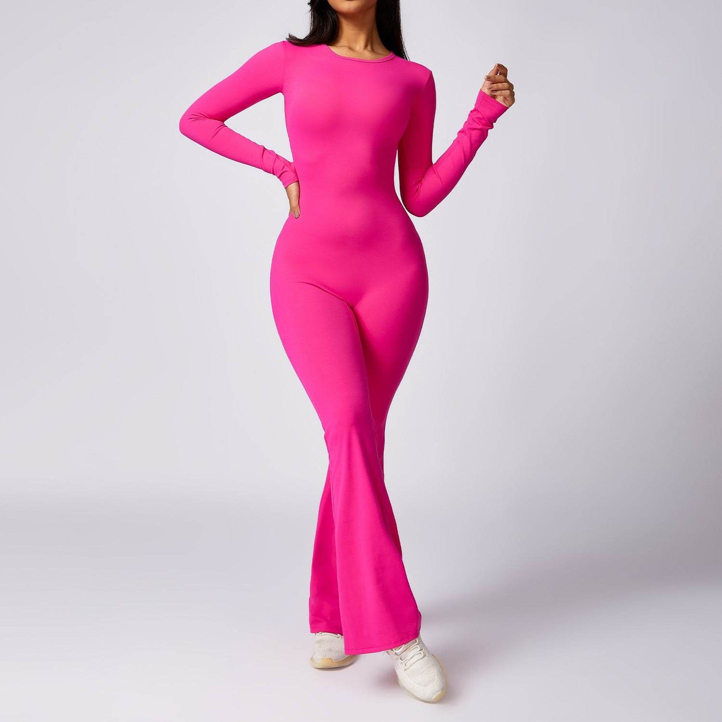 Leisure Horn Long Sleeve Yoga Jumpsuit - Quick-Drying, Stylish Workout Wear - Buy Center