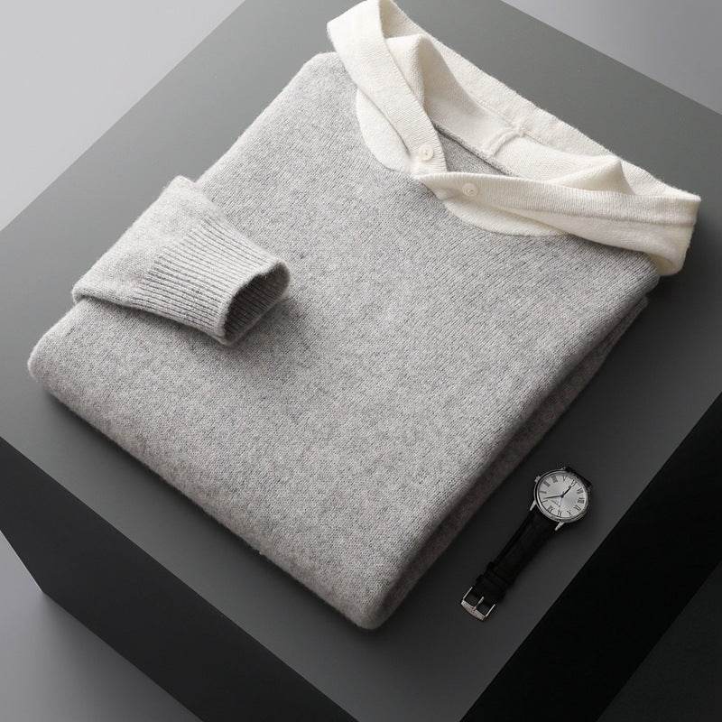 Buycenter Men's Casual Knitted Hoodie - Stylish Wool Hooded Sweater - Buy Center