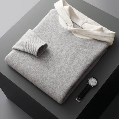 Buycenter Men's Casual Knitted Hoodie - Stylish Wool Hooded Sweater - Buy Center