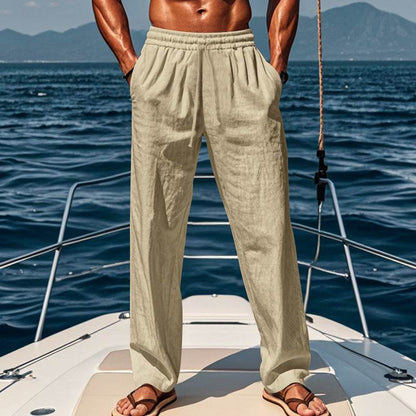Breathable Cotton Linen Sports Trousers - Loose Fit, Mid Waist Comfort - Buy Center