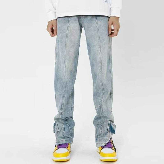 American Personality Jeans - Hip Hop Zipper Design with Tassels