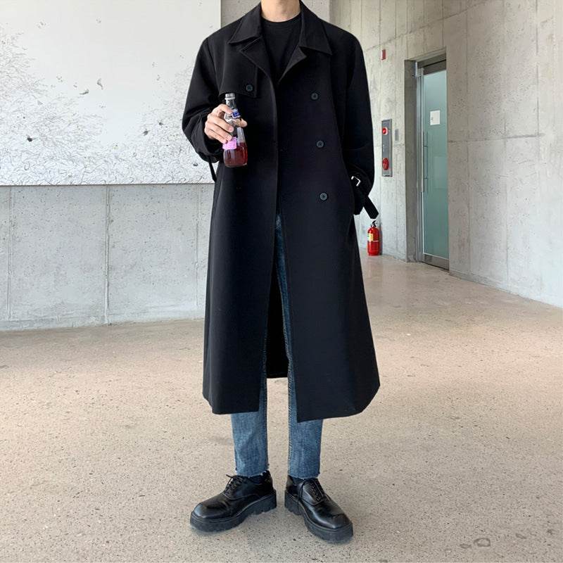 Buycenter Men's Double-Breasted Trench Coat - Stylish Korean Design - Buy Center