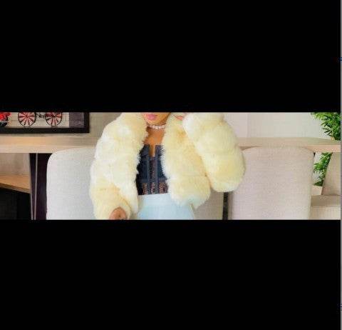 Trendy Short Hood Fox Fur Women's Coat - Stylish Faux Fur & Leather - Buy Center