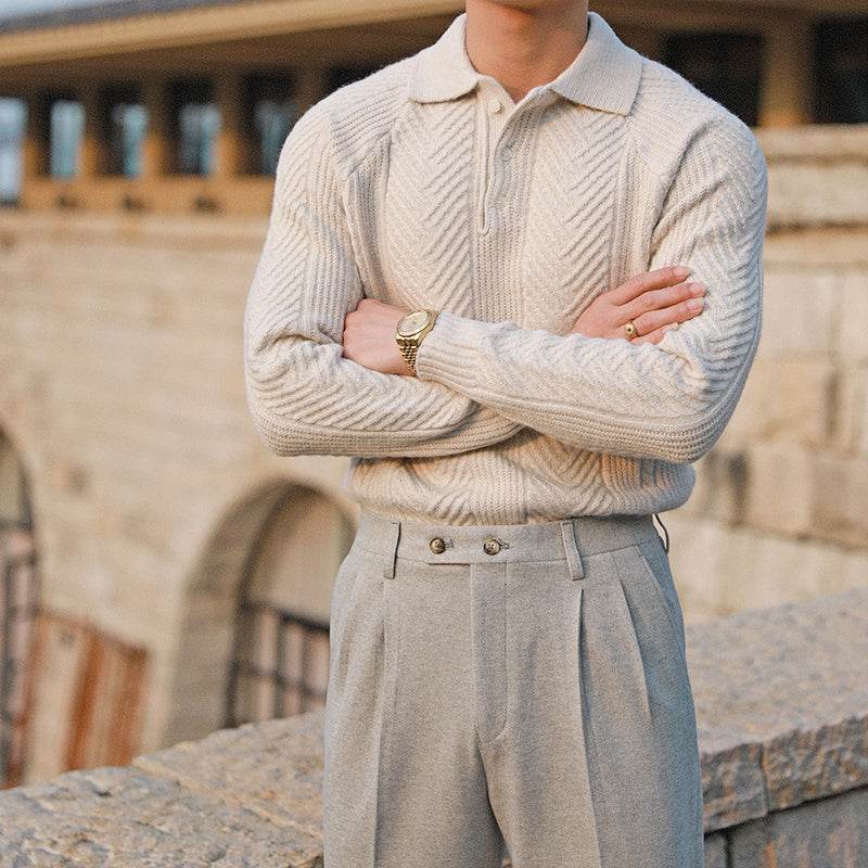 Buycenter Men's Thickened Warm Base Sweater - Stand Collar, Long Sleeve - Buy Center