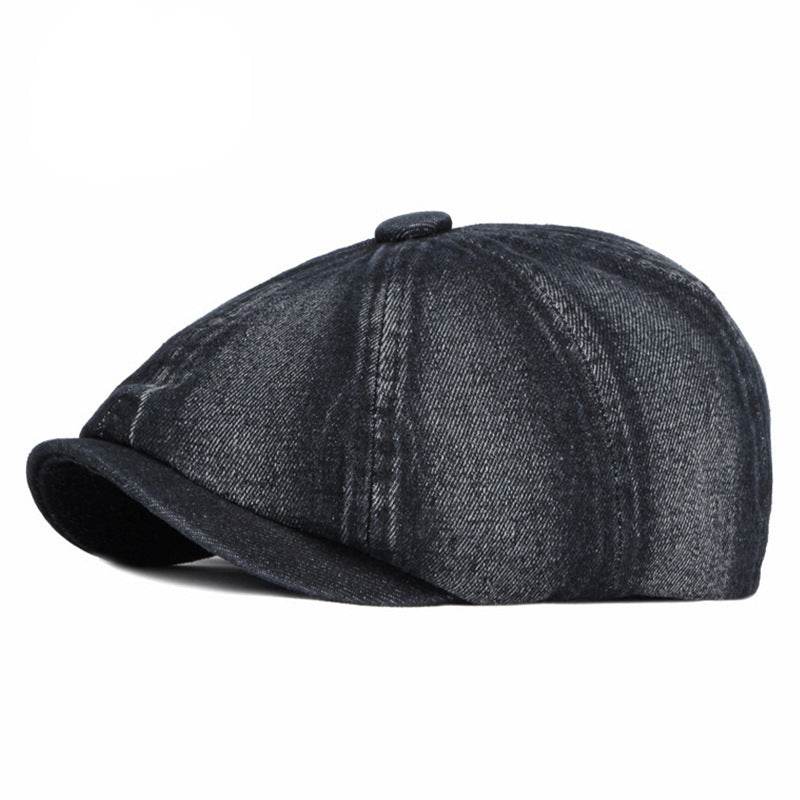 Spring & Autumn Washed Denim Beret - Stylish Octagonal Design for All Seasons - Buy Center