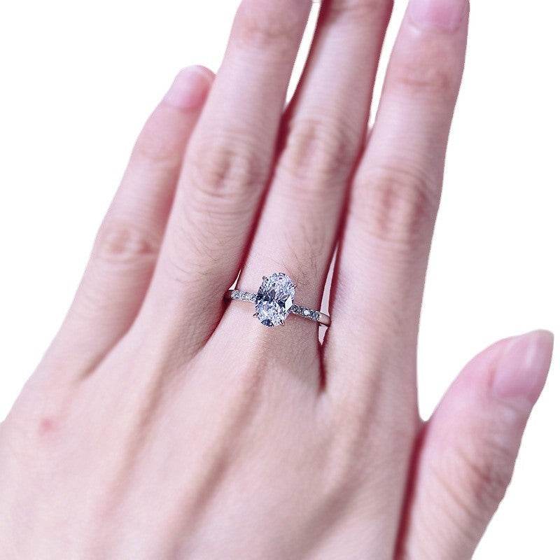 Buycenter S925 Sterling Silver Big Diamond Ring - Minimalist Unisex Design - Buy Center