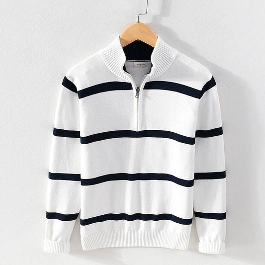 Men's Turtleneck Cotton Wool Half-Zipper Sweater - Slim Fit & Warm - Buy Center