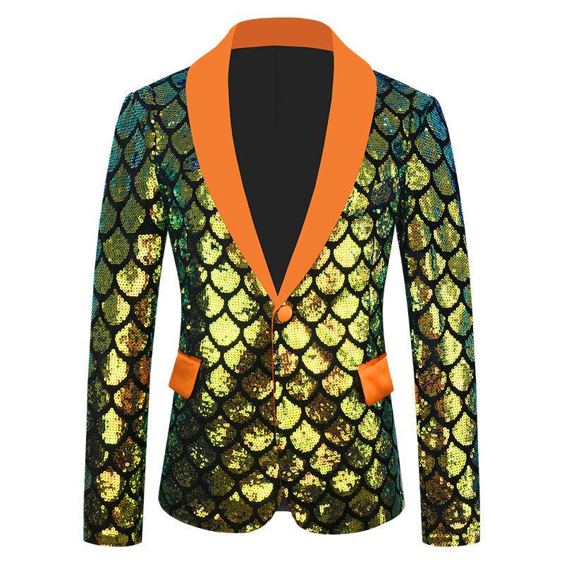 Men's Velvet Colorful Sequined Costume - Slim Fit & Unique Pocket Style - Buy Center