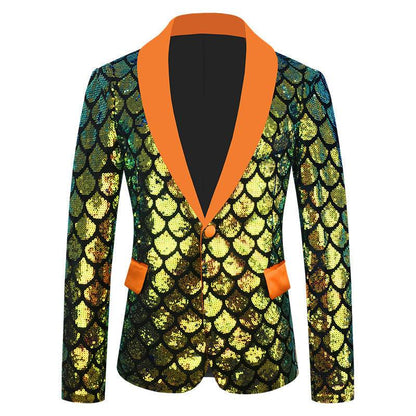 Men's Velvet Colorful Sequined Costume - Slim Fit & Unique Pocket Style - Buy Center