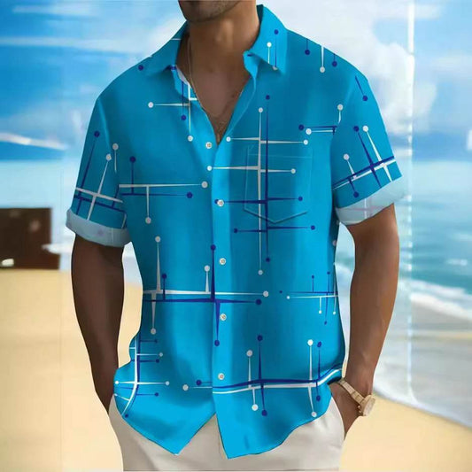 Fashion Printed Shirt for Men - Slim Fit & Vibrant Geometric Design - Buy Center