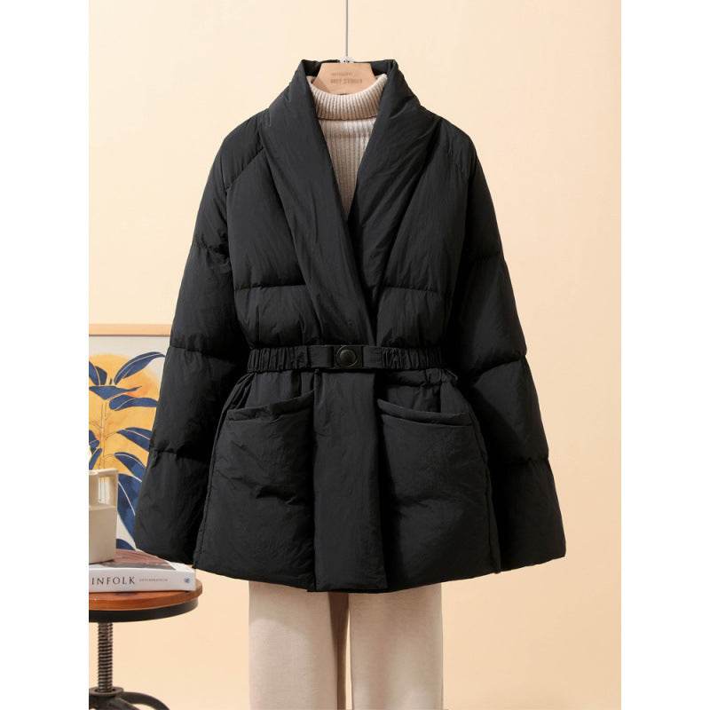 Women's Padded Jacket - Stylish Belted Coat in Classic Colors for 2025 - Buy Center