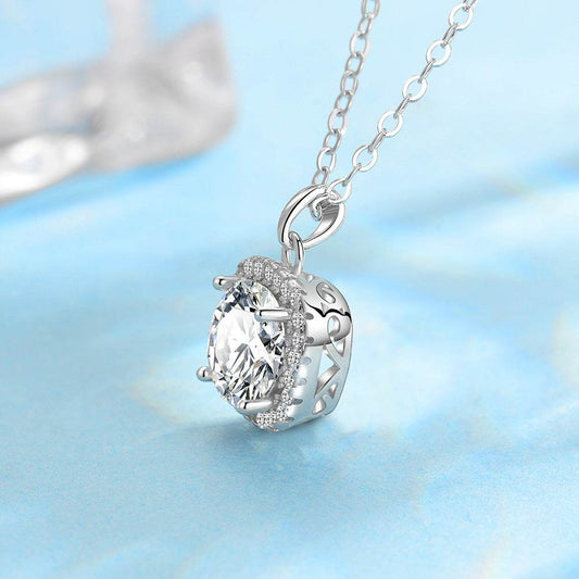 Buycenter S925 Sterling Silver Necklace - 1 Karat Happiness Clavicle Chain - Buy Center