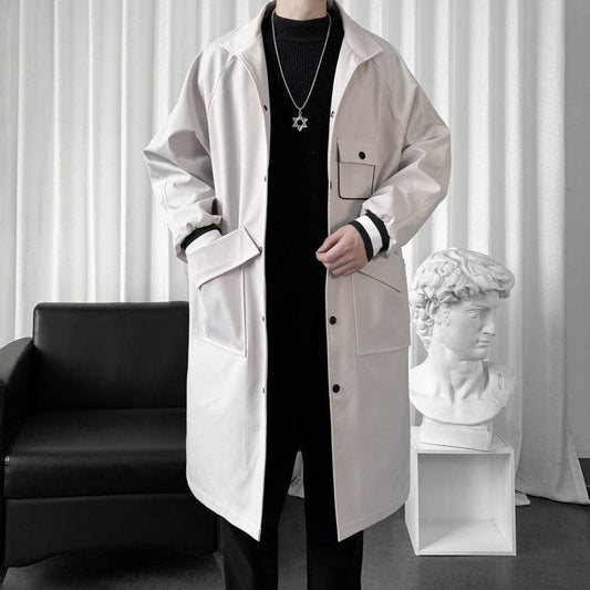 Men's Mid-Length Overknee Overcoat - Stylish Wool Blend with Pockets - Buy Center