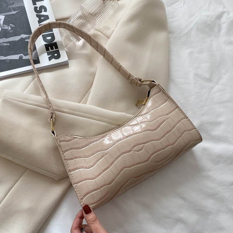 Buycenter Candy Color Shoulder Bag - Embossed Stone Pattern, Soft PU - Buy Center
