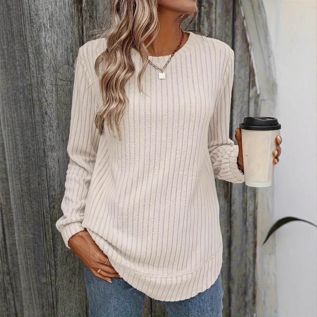 European & American Loose Crew Neck Top - Stylish Casual Women’s Pullover - Buy Center