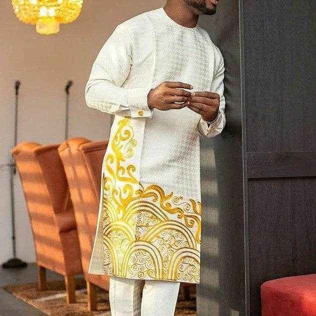 Men’s Leisure Set Suit - Printed Shirt & Trouser Pants for Spring Style