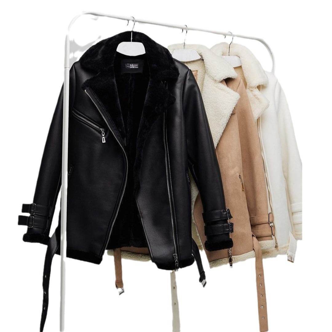 Stylish Women's Suede Zipper Cardigan - Trendy Long Sleeve Solid Coat - Buy Center