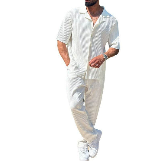 Fashionable Men's Sports Suit Set - Short Sleeve Top & Trousers 2025 - Buy Center
