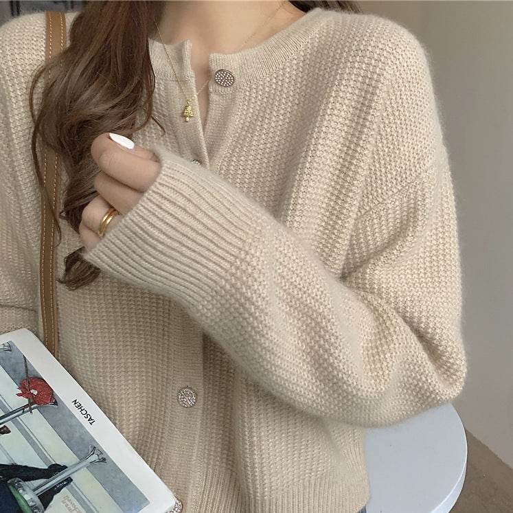 Women's Round Neck Knitted Cardigan - Stylish Cozy Sweater Coat 2025 - Buy Center