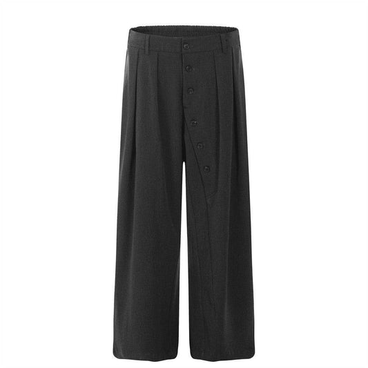 Casual Wide Leg Trousers - Loose Fit Draping Gray Pants for Comfort - Buy Center