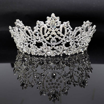 Elegant Flower Horse Eye Tiara - Gold Plated Wedding Crown Jewelry - Buy Center
