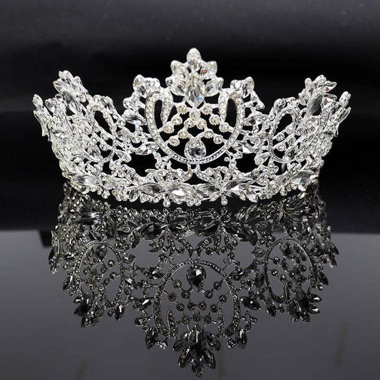 Elegant Flower Horse Eye Tiara - Gold Plated Wedding Crown Jewelry - Buy Center
