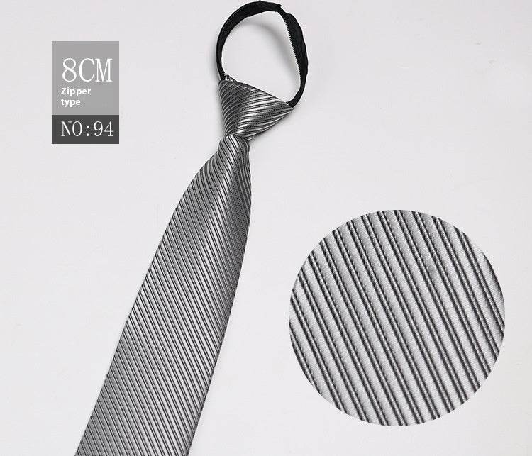 Black Striped Blue Business Tie - Lazy Zip Closure for Easy Wear - Buy Center