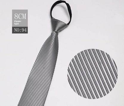 Black Striped Blue Business Tie - Lazy Zip Closure for Easy Wear - Buy Center