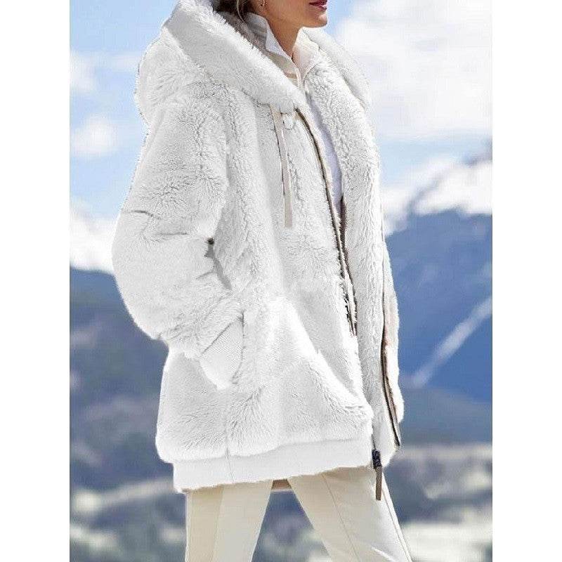 Buycenter Women's Hooded Zipper Sweater - Warm Loose Winter Coat - Buy Center